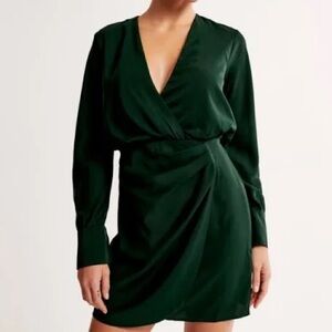 Abercrombie &Fitch Elegant Dark Green Wrap Dress | Emerald Green Party Dress